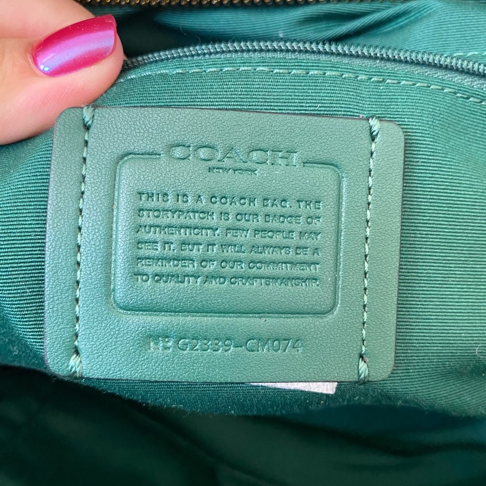 Coach Dark Green Leather Shoulder Bag - Picture 3 of 6